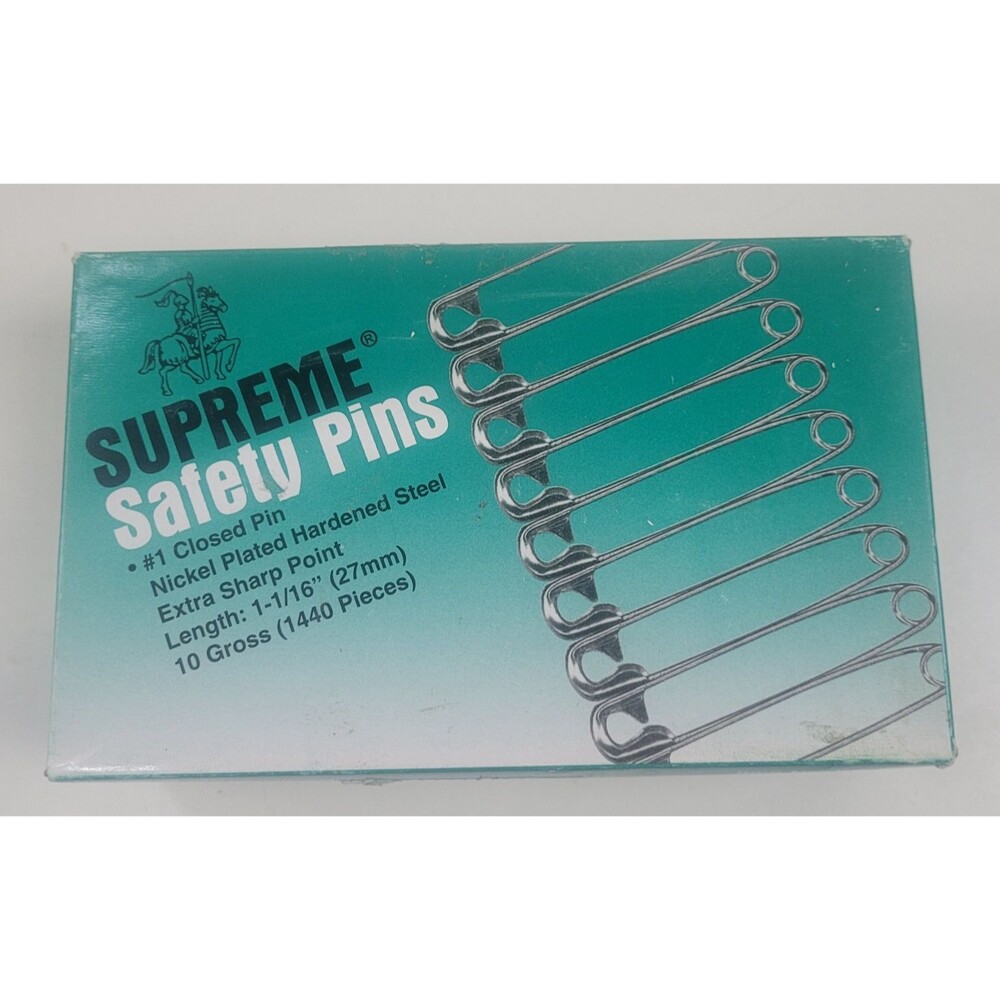 Supreme Safety Pins 1-1/16" . Item, X-1-SC #1 Closed Pin (1440, Nickel plated)